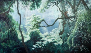 Bosque Painting - en las sombras del leopardo del bosque